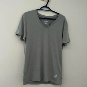 Jed North Gray V-Neck Athletic T-Shirt Men’s Large Stretch Tee